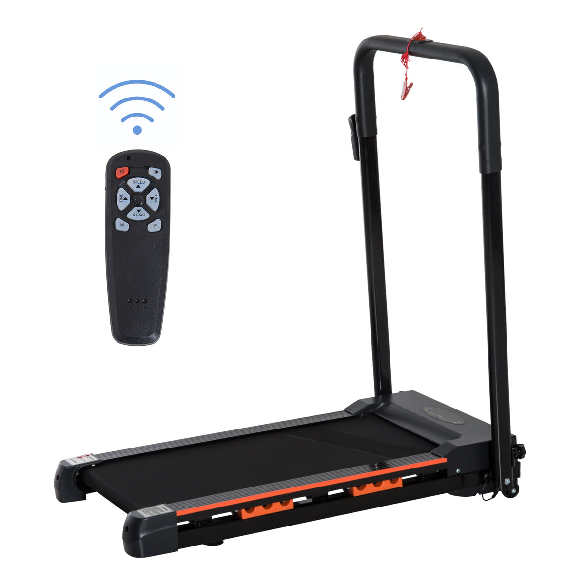 HOMCOM Elektrisches Laufband für Zuhause mit LCD Display, Faltbares Fitnessgerät, 1-6 Km/h, Stahl, Schwarz, 105 x 56 x 108,5 cm