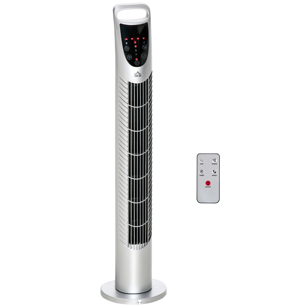 HOMCOM Leiser Säulenturmventilator 40W Timer 3 Geschwindigkeiten 3 Modi Fernbedienung Touch-Panel Oszillierender Turmventilator