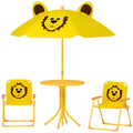 AIYAPLAY Gartenmöbel-Set für Kinder, Stühle, Tisch, Sonnenschirm, Löwen-Design, Gelb