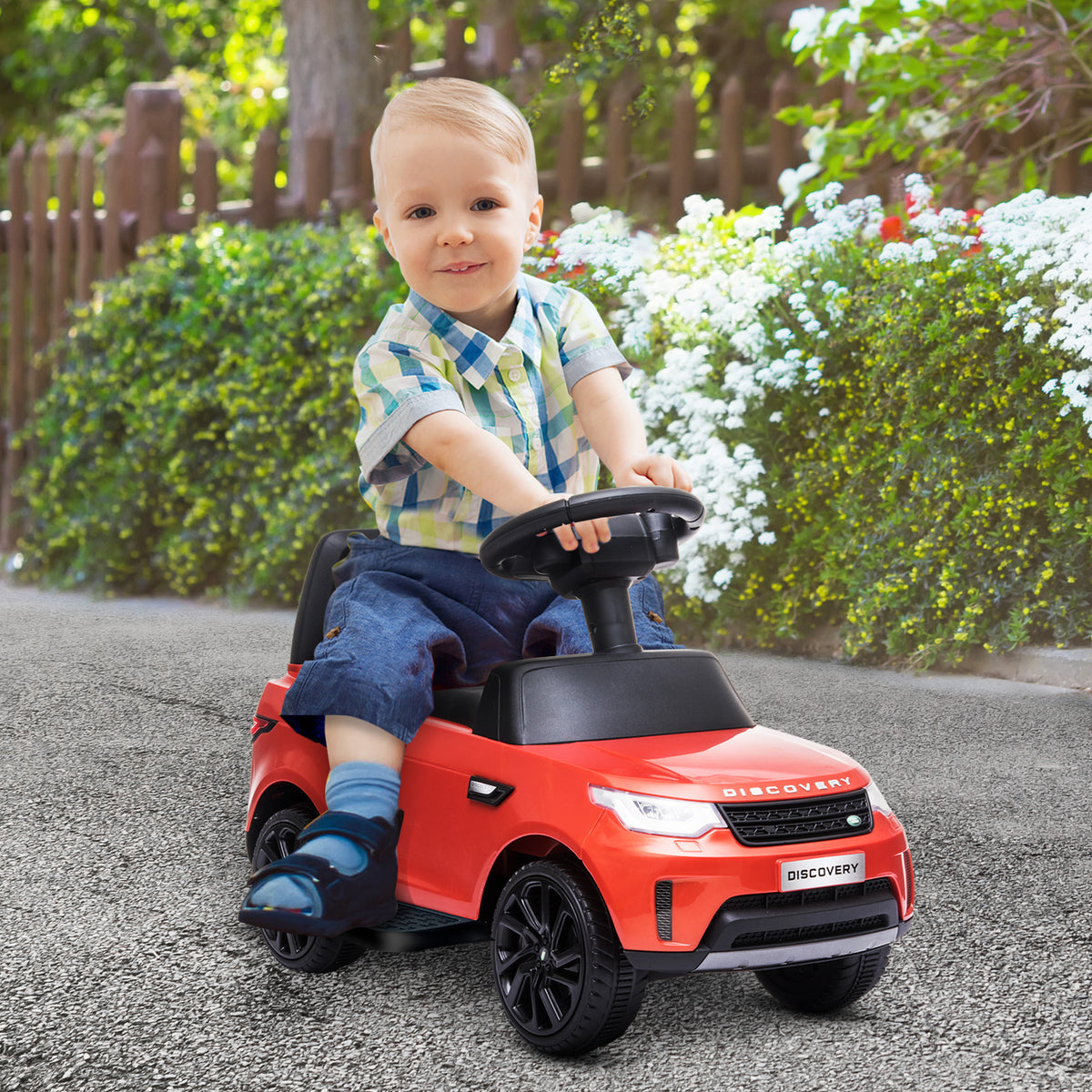 AIYAPLAY Elektroauto für Kinder mit Land Rover Lizenz, rutschendes Kinderfahrzeug mit Scheinwerfern, Hupe und Musik
