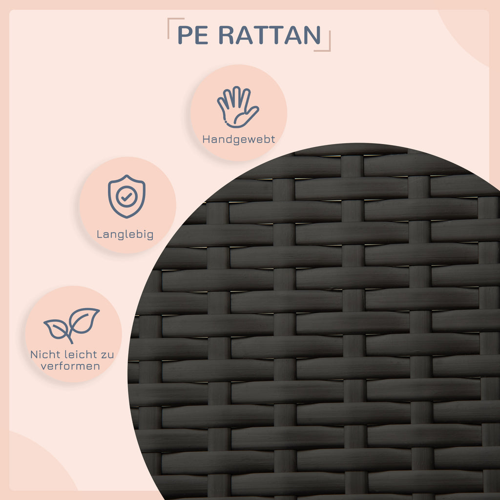 PawHut Rattan Hundeliege Outdoor mit Dach, Erhöhtes Hundebett für kleine und mittelgroße Hunde, Kühlendes Haustierliege mit Metallrahmen, Haustierbett für Draußen, 69 x 98 x 70 cm, Kaffee-Braun