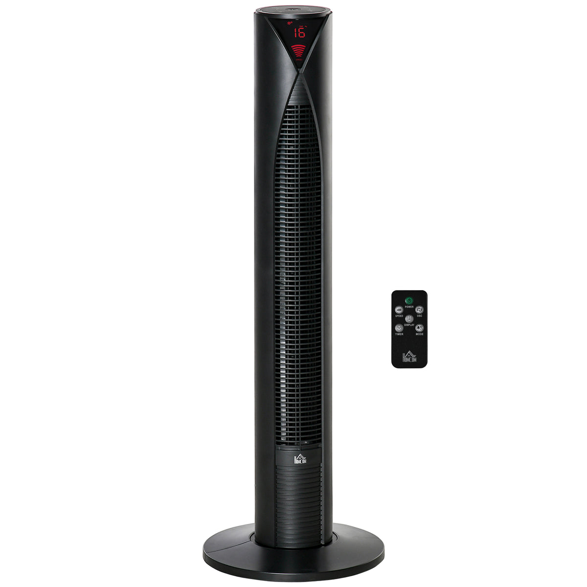 HOMCOM Leiser Säulenventilator mit 70° Oszillation, 12-Stunden-Timer, 4 Modi, 3 Geschwindigkeiten, 45W, 31,5 x 31,5 x 96 cm Schwarz