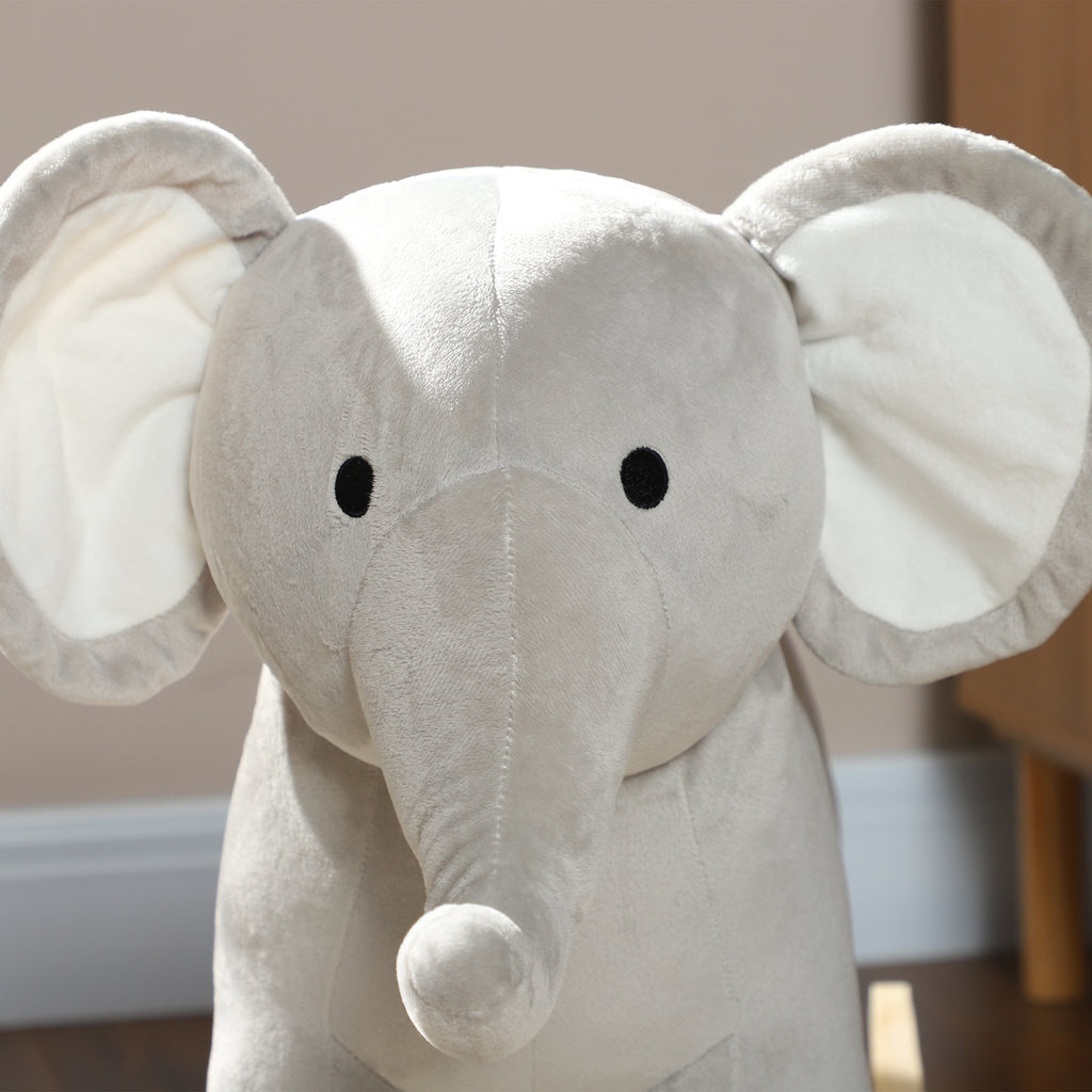 AIYAPLAY Schaukelpferd, Elefant, Soundeffekte, sichere Basis, für 2-4 Jahre, 64,5x31x52 cm, Grau