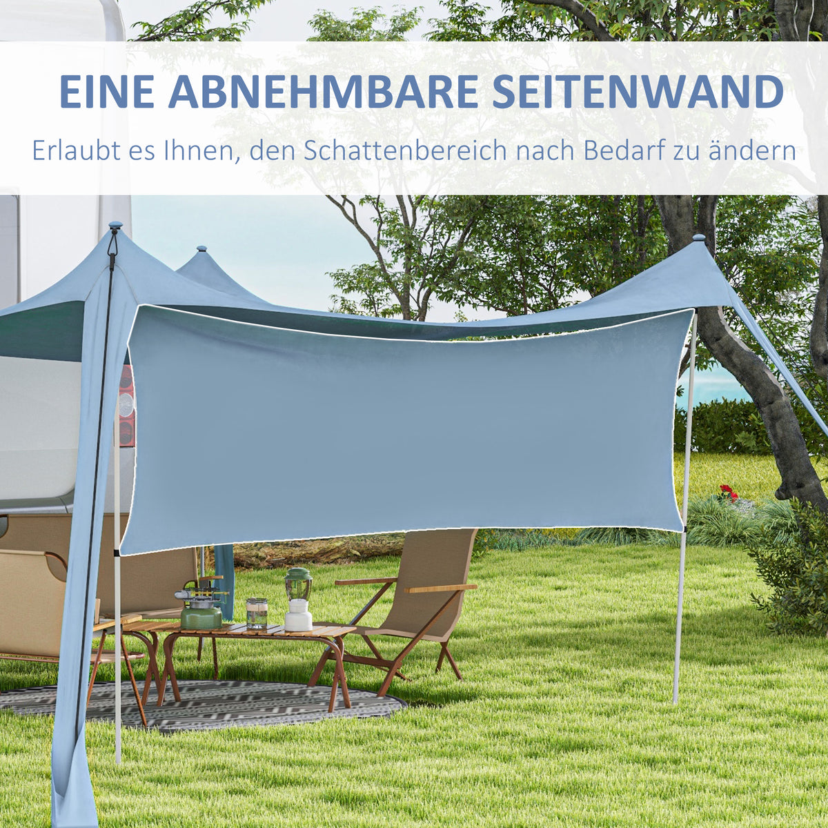 Outsunny Sonnensegel, wasserdicht, anpassbar, leicht, faltbar, Stahltützen, 3x3x2m, Blau