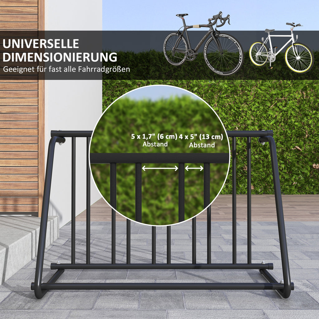 DURHAND Fahrradständer für 3 Fahrräder, wetterbeständig, zusätzliche Halterung, 114 x 58 x 75 cm, Schwarz