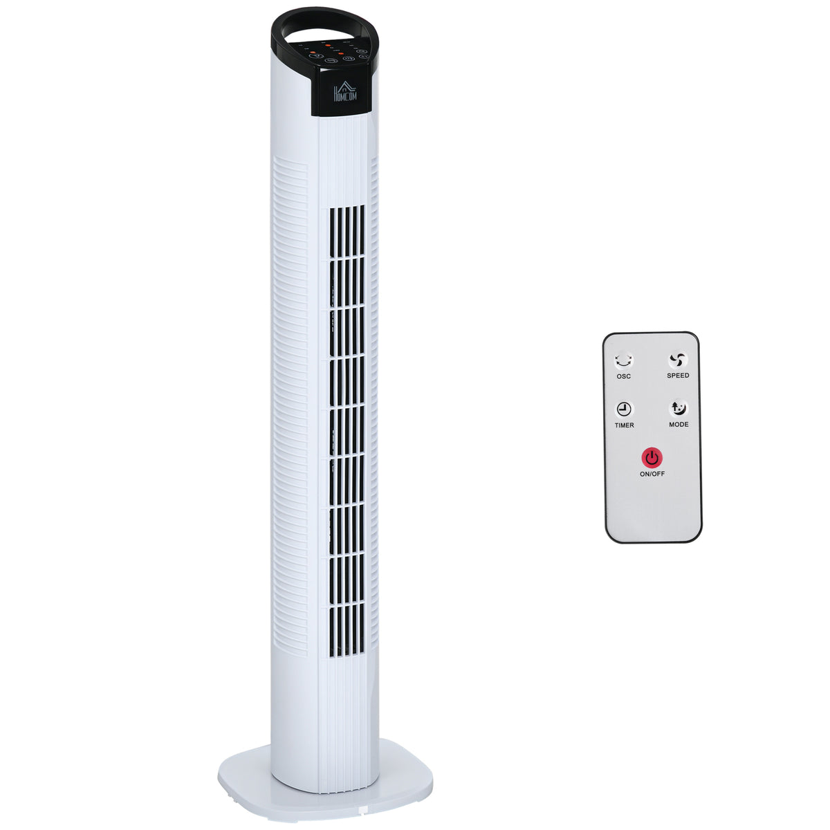 HOMCOM Turmventilator mit Fernsteuerung 70° Oszillierender Standventilator 78,5cm Säulenventilator 50 W 3 Modi & 3 Geschwindigkeiten Schwarz+Weiß