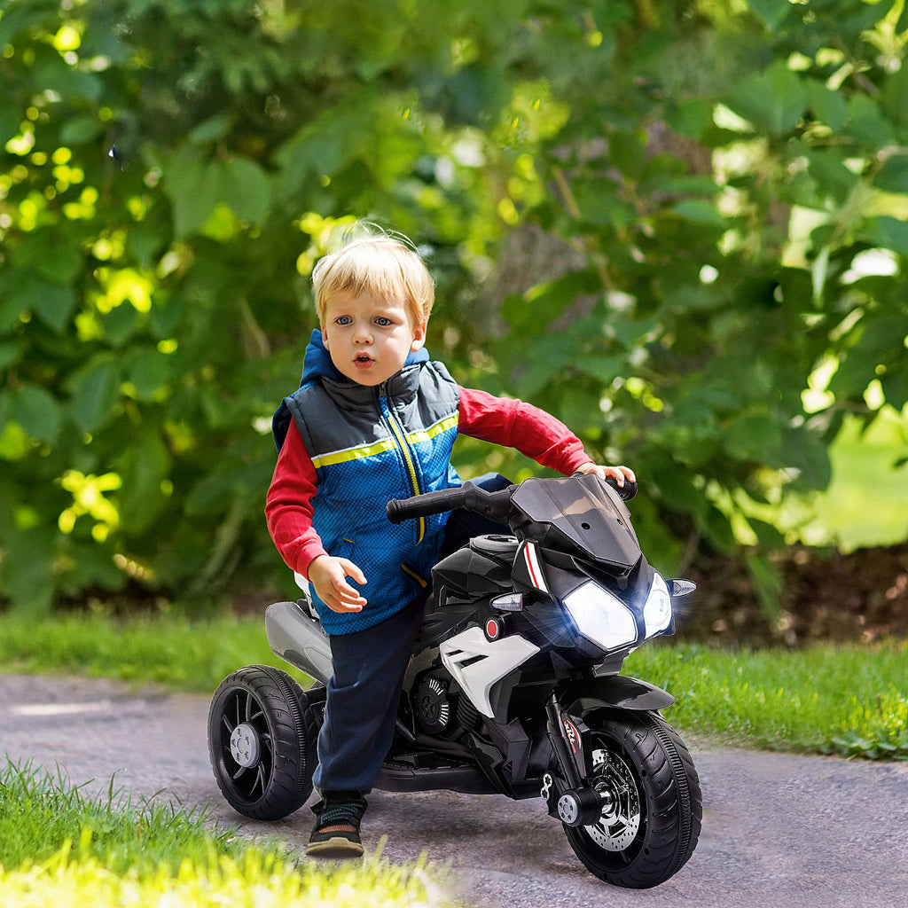HOMCOM Elektrisches Motorrad für Kinder 3 Jahre 3 Räder 6 V 3 km/h Licht- und Soundeffekte Schwarz