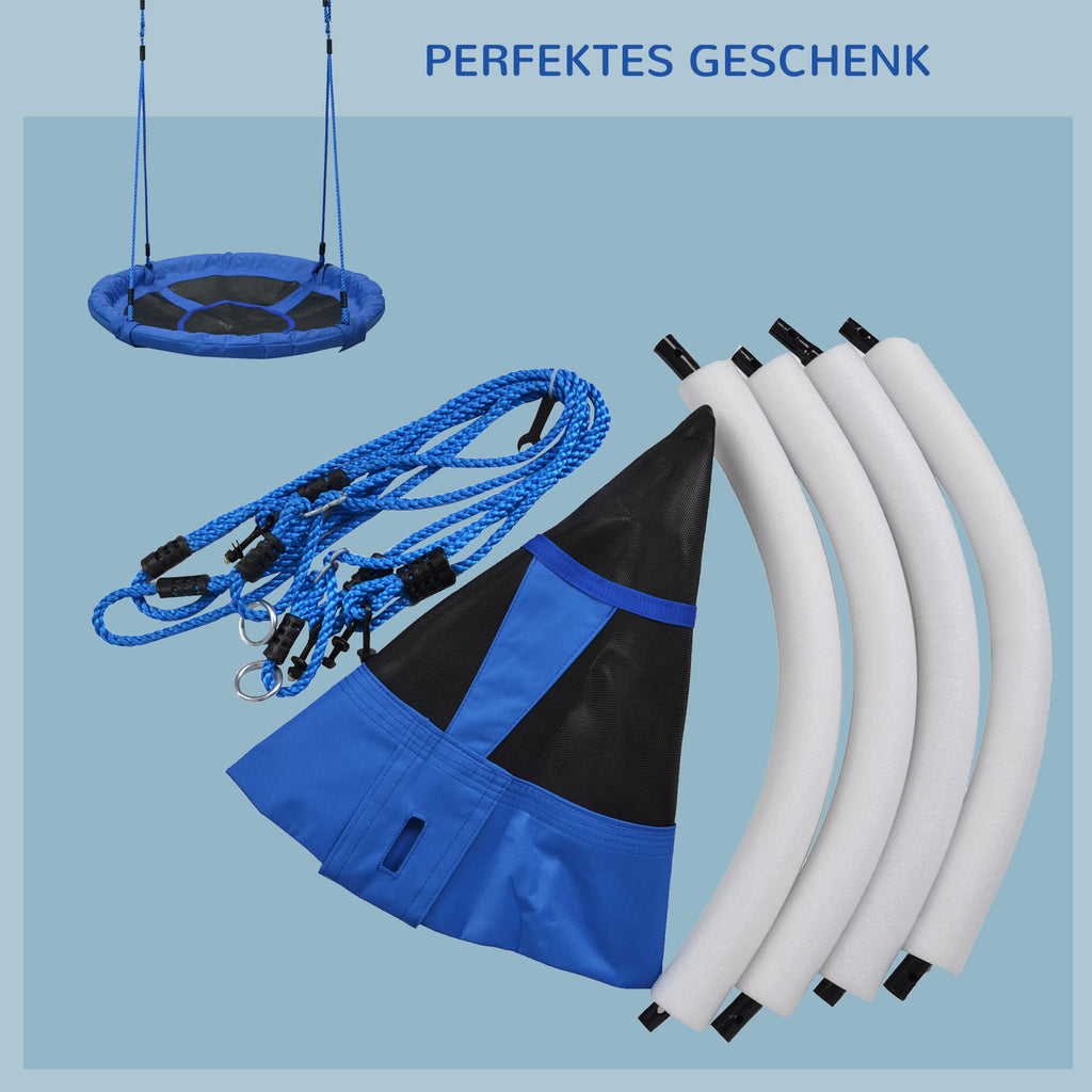 HOMCOM Ø100 cm Nestschaukel Kinderschaukel Vogelnestschaukel Outdoor Schaukel für Kinder Garten Oxford Blau