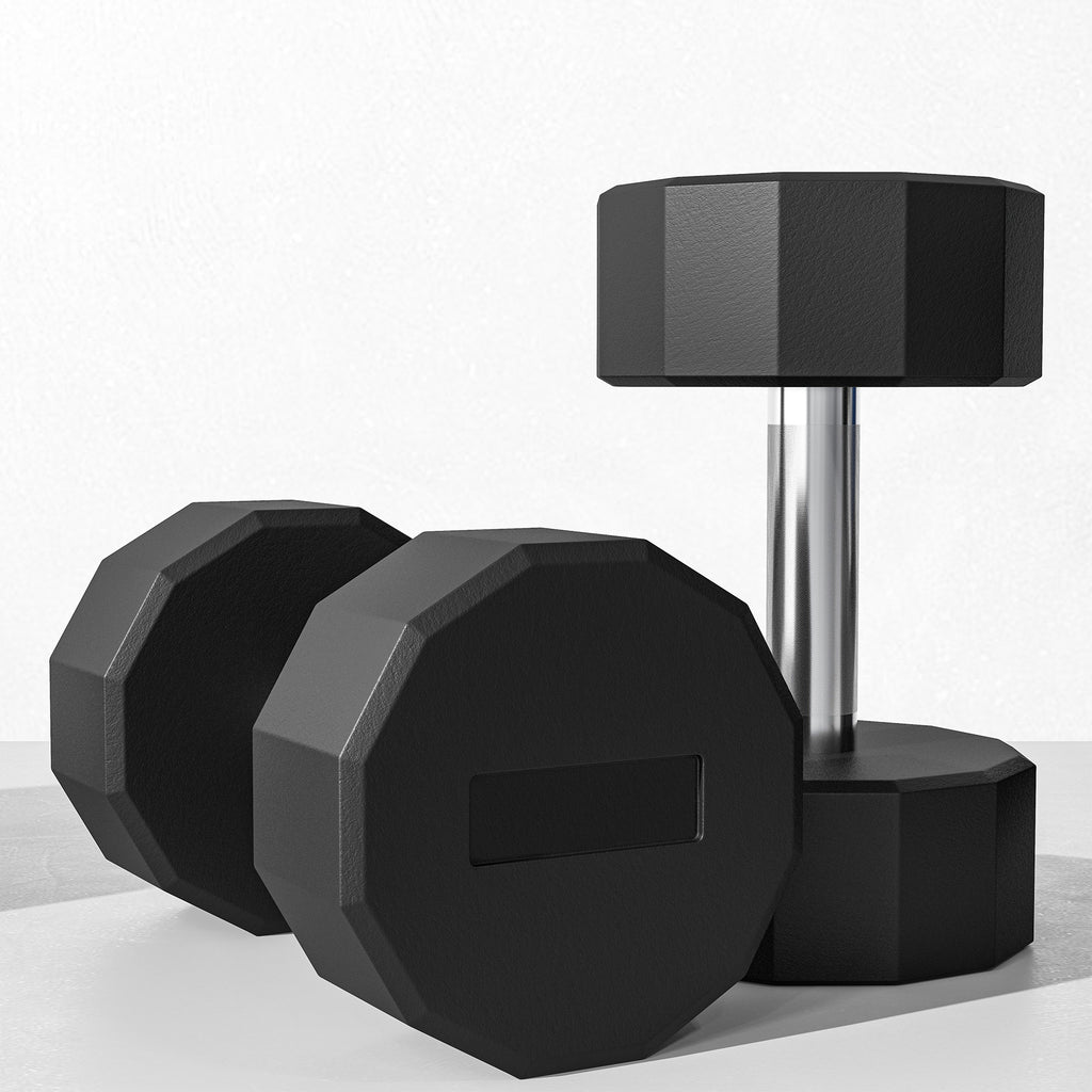 SPORTNOW Set 2 Hanteln mit 12 Seiten zu je 15 kg aus Metall und Gummi mit rutschfestem Griff, 26x15.5x15.5 cm, Schwarz