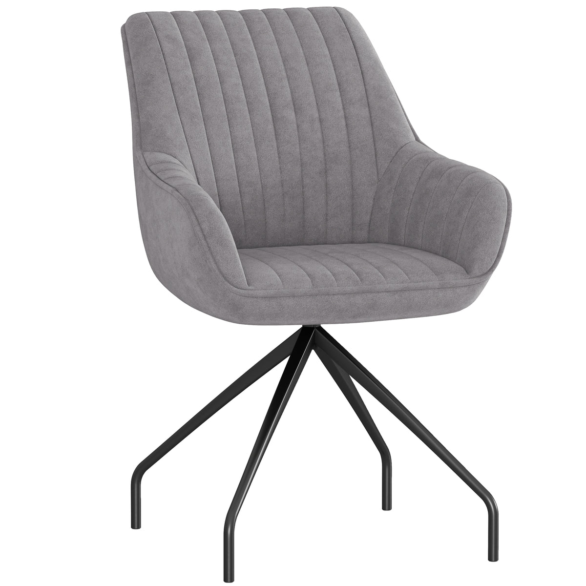 HOMCOM Drehbarer Armstuhl, Moderner Akzentsessel mit Metallbeinen für Wohnzimmer, Schlafzimmer, Büro, Grau