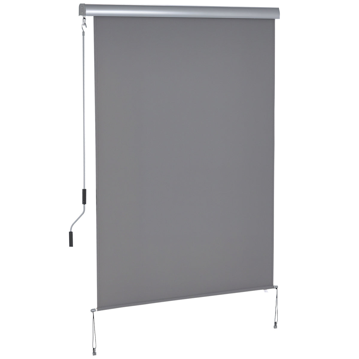 Outsunny Senkrechtmarkise Balkonmarkise Vertikalmarkise Windschutz Seitenrollo Sichtschutz mit Handkurbel Polyesterstoff+Aluminium Grau 200 x 140 cm