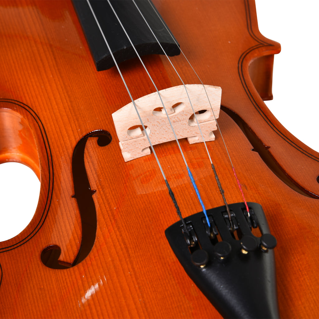 HOMCOM Violine 4/4 Fullsize mit Etui, Stimmgerät, Schulterstütze, Bogen, Kolophonium, Ersatzsaiten und Tuch aus Fichten-Sperrholz und Ahorn