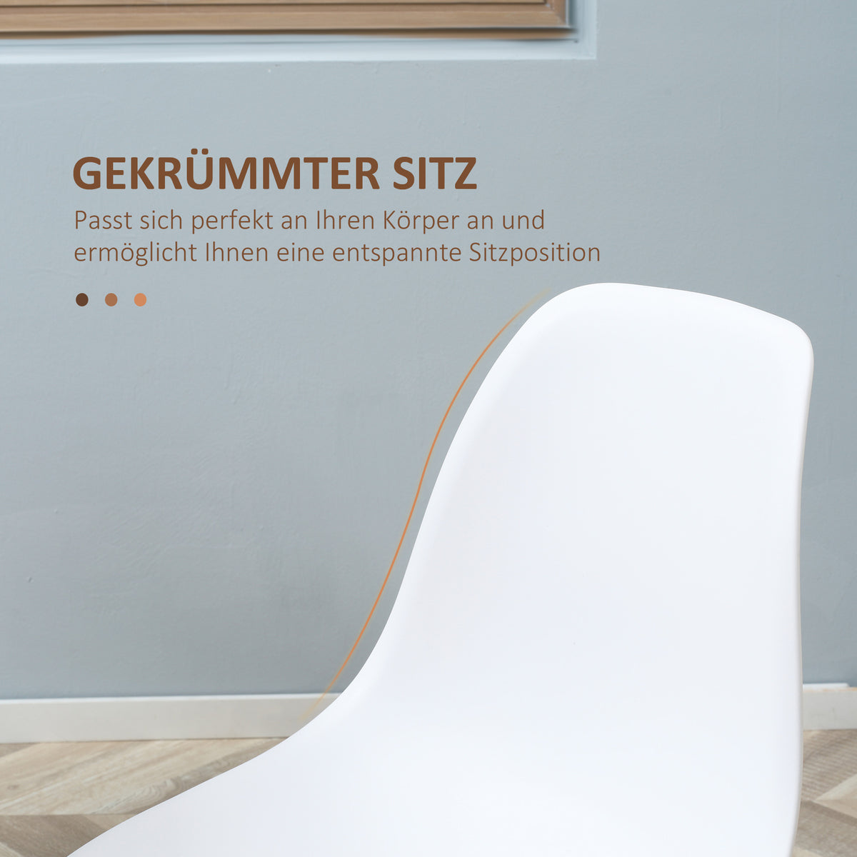 HOMCOM Esszimmerstuhl 4er-Set, Metallbeine in Holzoptik, rutschfeste Füße, bis 120 kg, Weiß/Holzdekor