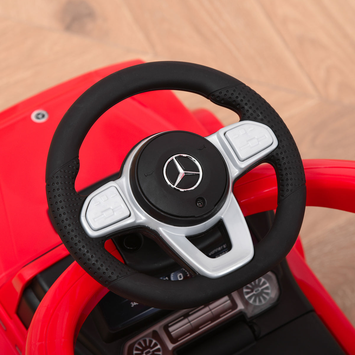 HOMCOM Kinderfahrzeug Auto Multi-Ausgestattet für Kinder 12-36 Monate Hupe Trittbrett, Geländer und Sonnenschirm Rot
