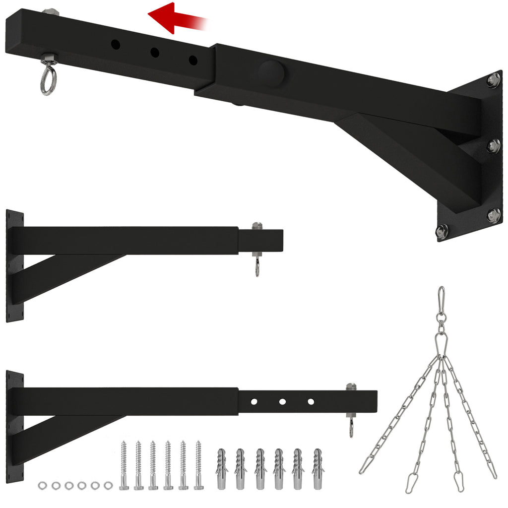SPORTNOW Boxsackhalterung, 5-stufig längenverstellbar, Wandmontage, bis 60 kg, Stahl, Schwarz