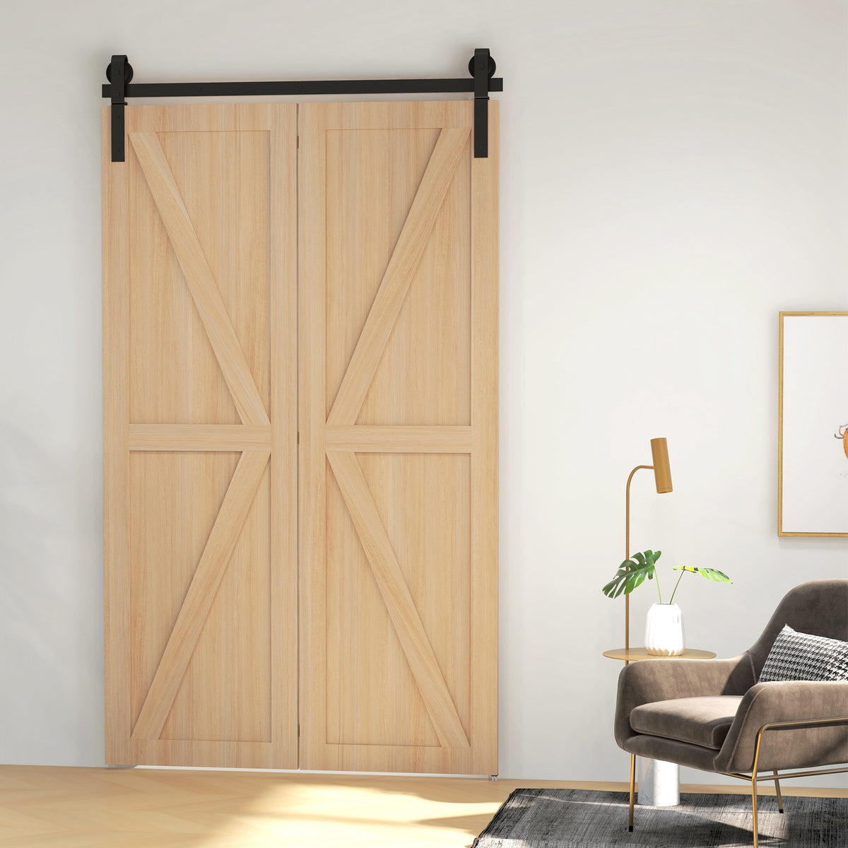 HOMCOM 122 CM Schiebetürbeschlag Set für Falttüren für 2 Türen aus Kohlenstoffstahl