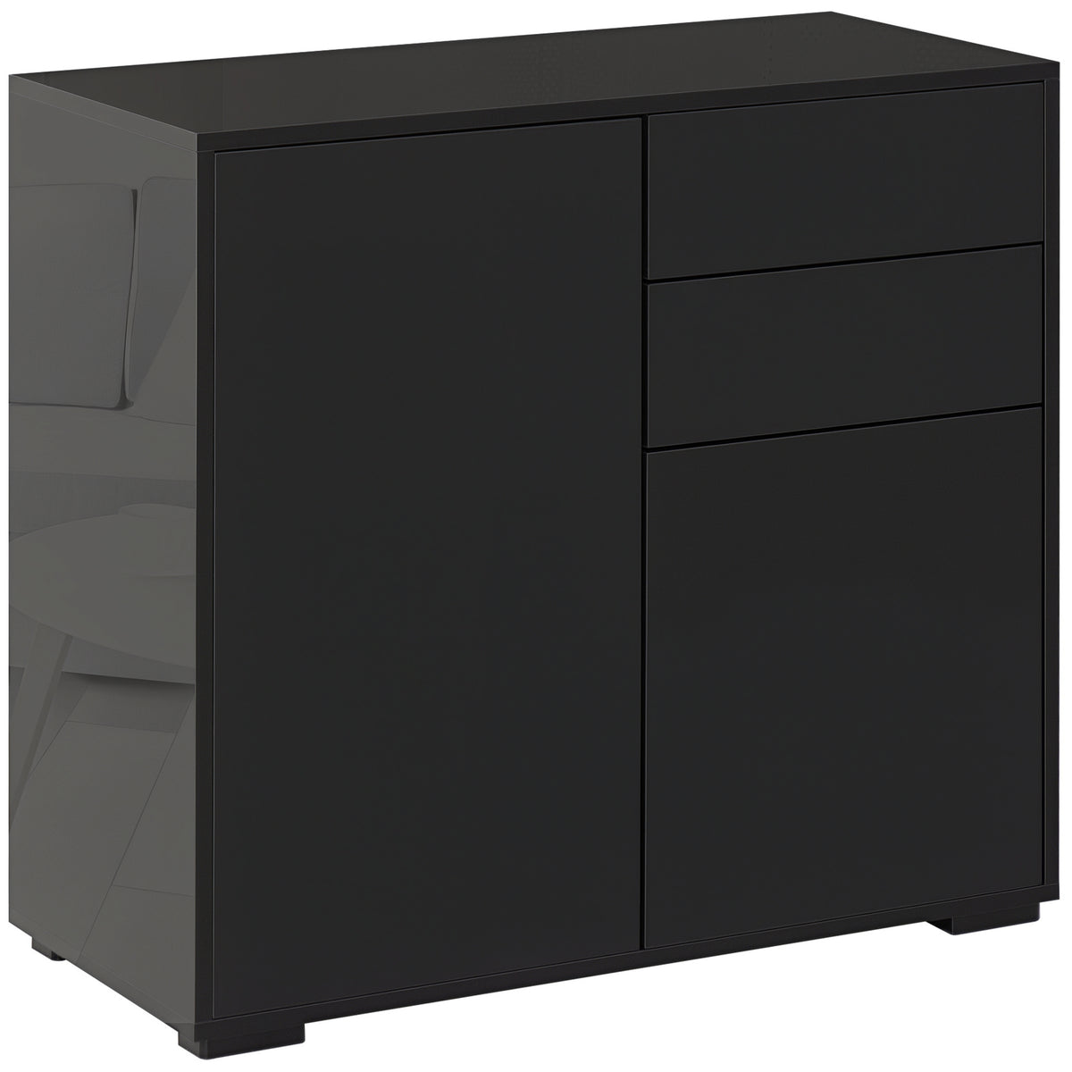 HOMCOM Aufbewahrungsschrank mit 2 Schubladen, 2 Türen, mit Kippschutz, für Wohnzimmer, Schlafzimmer, 79 x 36 x 74 cm, Schwarz