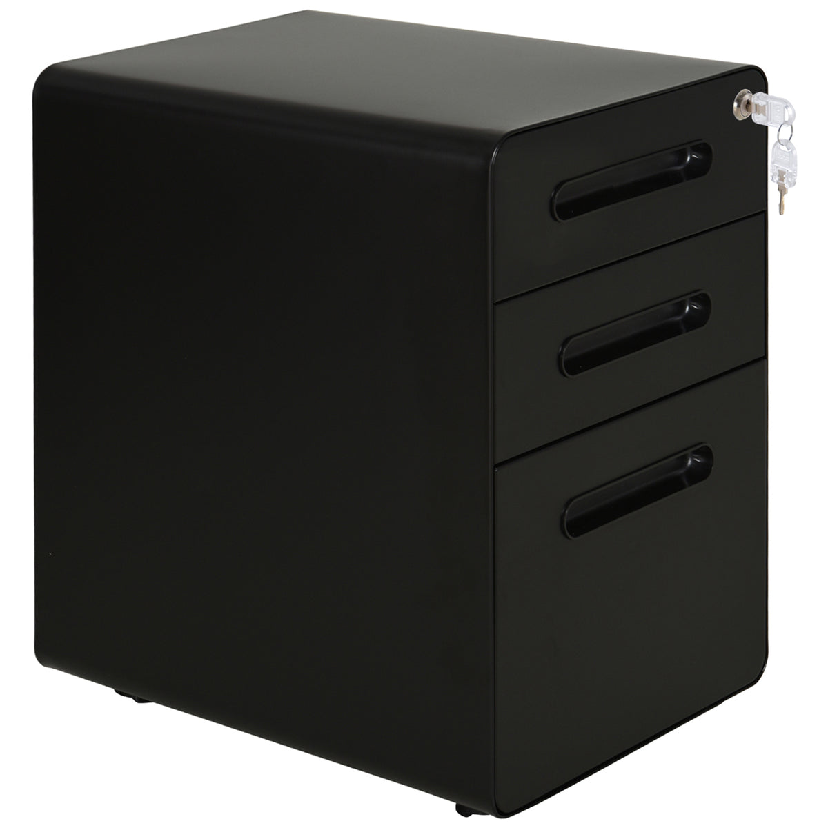 Vinsetto Rollcontainer, mobiler Aktenschrank mit 3 Schubladen, abschließbarer Büroschrank mit Hängeregistratur, Aufbewahrung, Stahl, 39 x 48 x 59 cm Schwarz