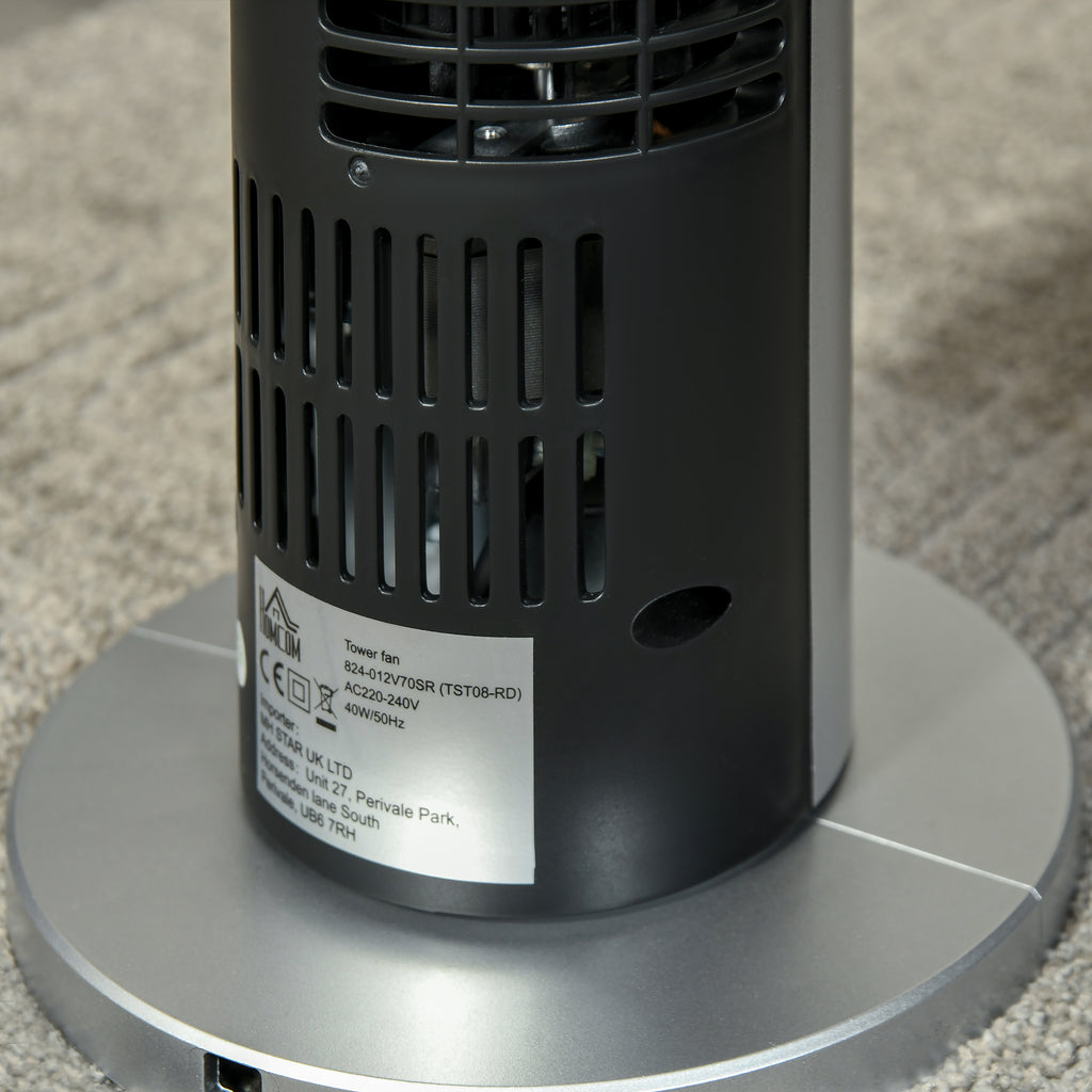HOMCOM Leiser Säulenturmventilator 40W Timer 3 Geschwindigkeiten 3 Modi Fernbedienung Touch-Panel Oszillierender Turmventilator