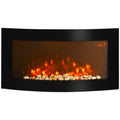 HOMCOM Elektrokamin mit Heizung, Wandkamin mit LED Flammeneffekt, 7 Flammenfarben, 1000/2000 W, elektrischer Kamin mit Timer, Einstellbarer Thermostat, Dekokamin mit Fernbedienung, Schwarz, 89,2 cm