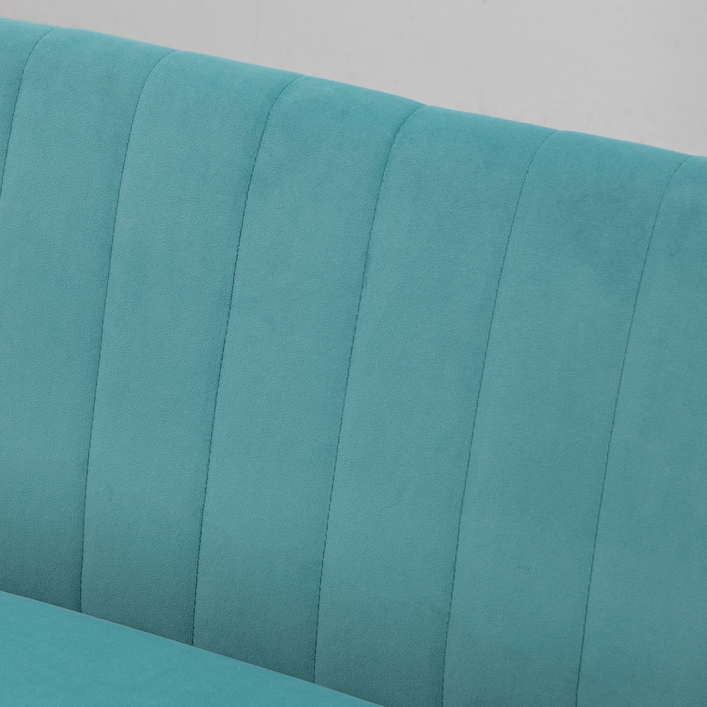 HOMCOM Sofa Retrodesign 2-Sitzer-Sofa, Holzbeine, 117 cm x 56,5 cm x 77 cm, Grün