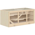 PawHut Hamsterkäfig aus Holz 3 Etagen Nagerkäfig mit reinigbar Ablage Kleintierkäfig mit klappbarem Deckel Treppen Holzkäfig Käfig für Hamster Zwerghamster 115 x 57 x 55 cm Naturholz