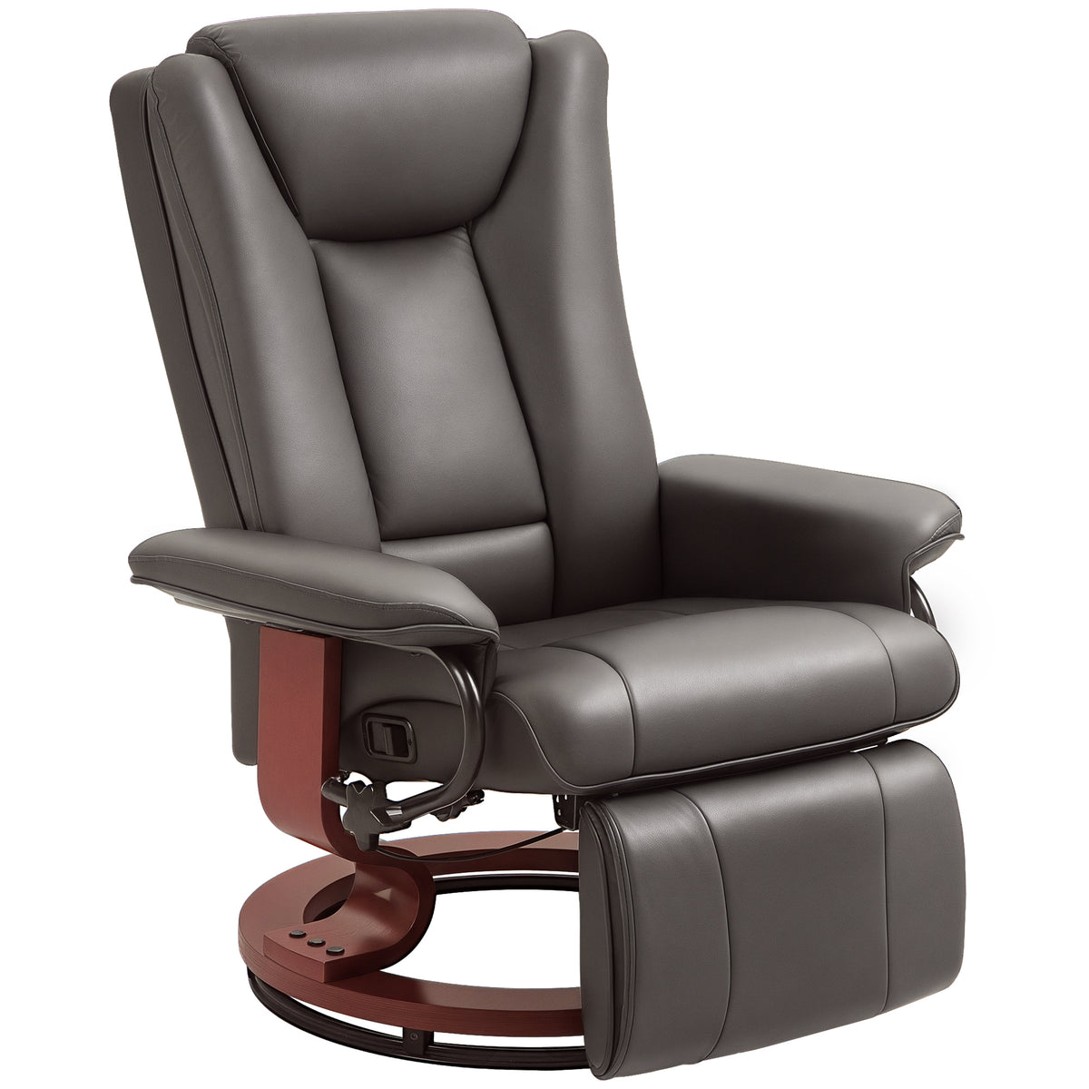 HOMCOM Relaxsessel mit Liegefunktion, drehbar, bis 150 kg, Kunstlederbezug, Stahlrahmen, Braun