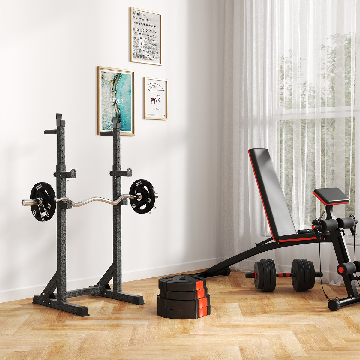 SPORTNOW 4er Gewichtsplatten-Set für Training, Fitnessstudio, Heimtraining, Stärke-Training, 2 x 10 kg und 2 x 5 kg, Schwarz