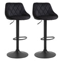 HOMCOM Barhocker 2er-Set Barstuhl mit Lehne, Samt-Optik, Stahlgestell, Höhenverstellbare Küchenstühle mit Fußstütze Drehbar Tresenhocker, Schwarz