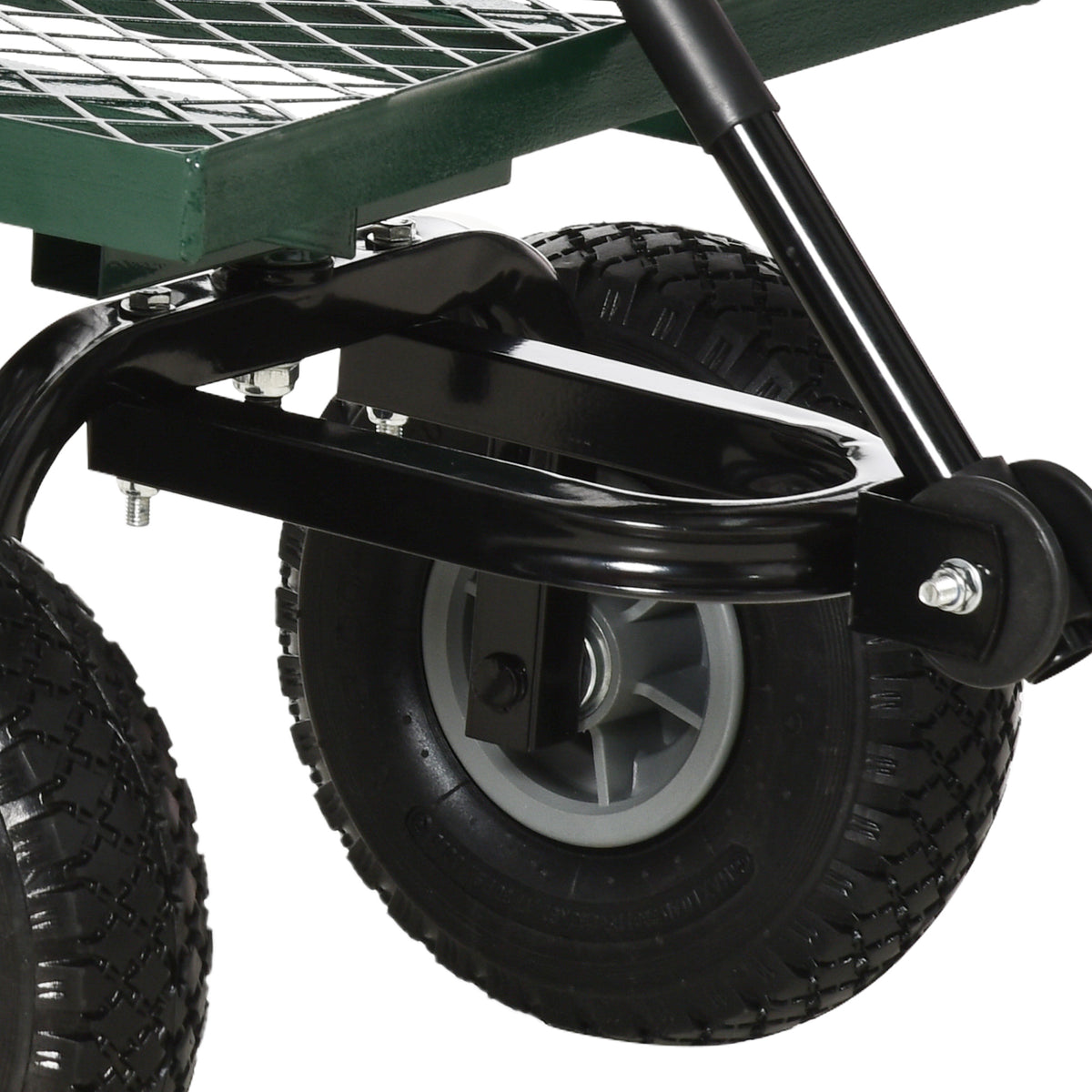 Outsunny Gartenkarren Transportkarre Handkarre 4-Rad 94L x 48,5B x 100H cm max. 150 kg Metall Grün