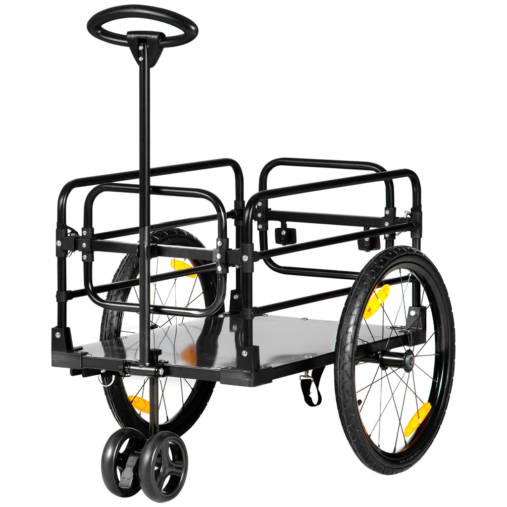 HOMCOM Lastenanhänger Bollerwagen 130 x 64 x 103 cm Stahl Schwarz+Gelb