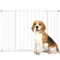 PawHut Türschutzgitter, Treppenschutzgitter ohne bohren, Hunde Absperrgitter, Schutzgitter für Haustier, Hundegitter, Klemmbefestigung, Metall, Weiß, 76-107 x 76 cm