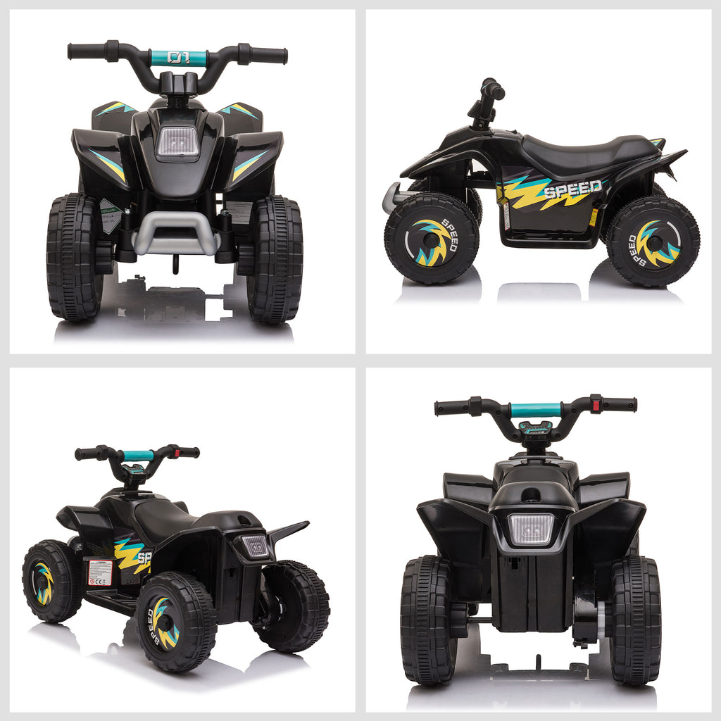 HOMCOM Quad elektrisches Fahrzeug für Kinder 18-36 Monate 6V Batteriebetrieb mit Vorwärts- und Rückwärtsgang 72 x 40 x 45,5 cm schwarz