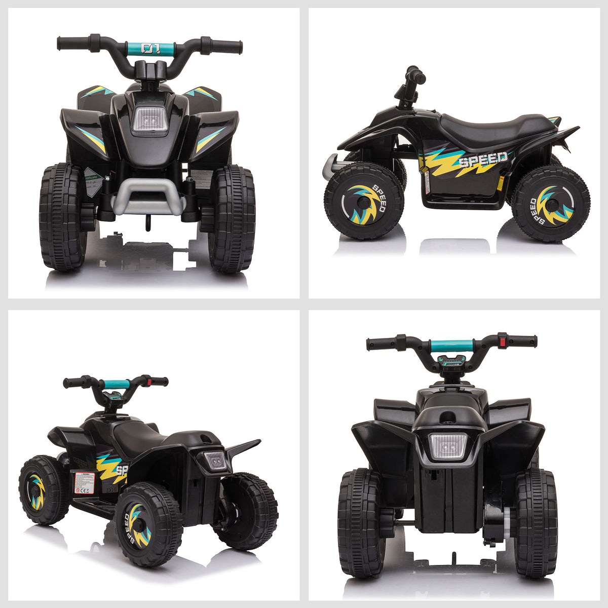 HOMCOM Quad elektrisches Fahrzeug für Kinder 18-36 Monate 6V Batteriebetrieb mit Vorwärts- und Rückwärtsgang 72 x 40 x 45,5 cm schwarz