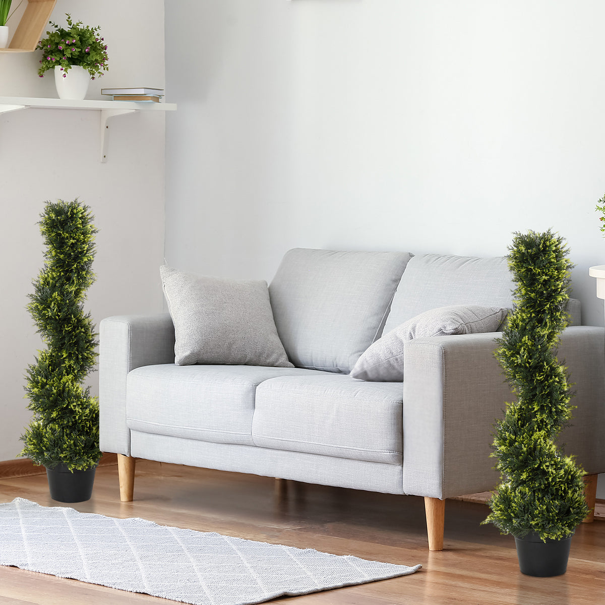 Outsunny Künstliche Spiralpflanze, Spiral-Zedernbaum mit Topf, 90 cm, künstliche Zeder für Außen- und Innendekoration, Grün