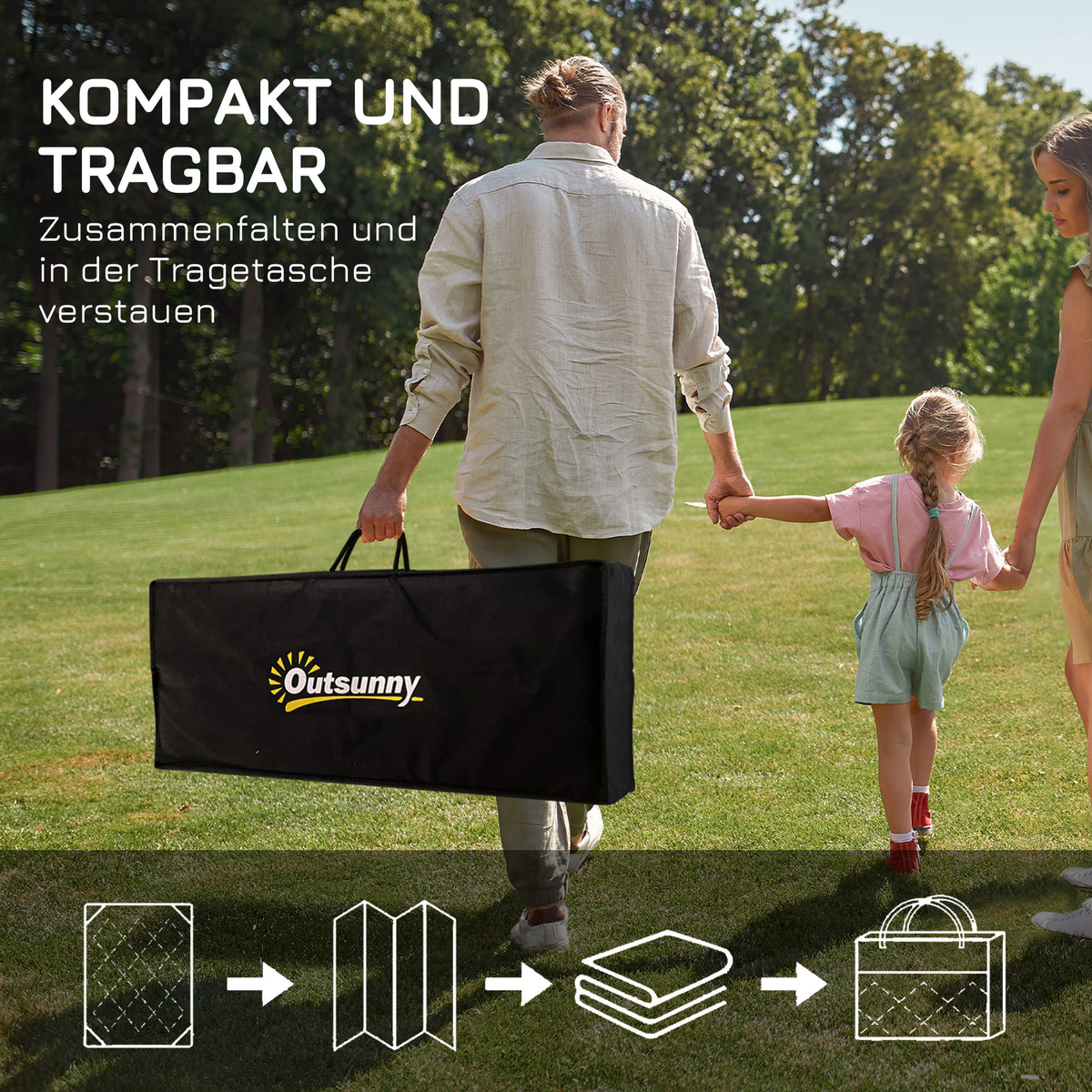 Outsunny Outdoorteppich Terrassenteppich, wetterbeständig, modernes Design, 365 cm x 274 cm x 0,3cm, Grün + Creme