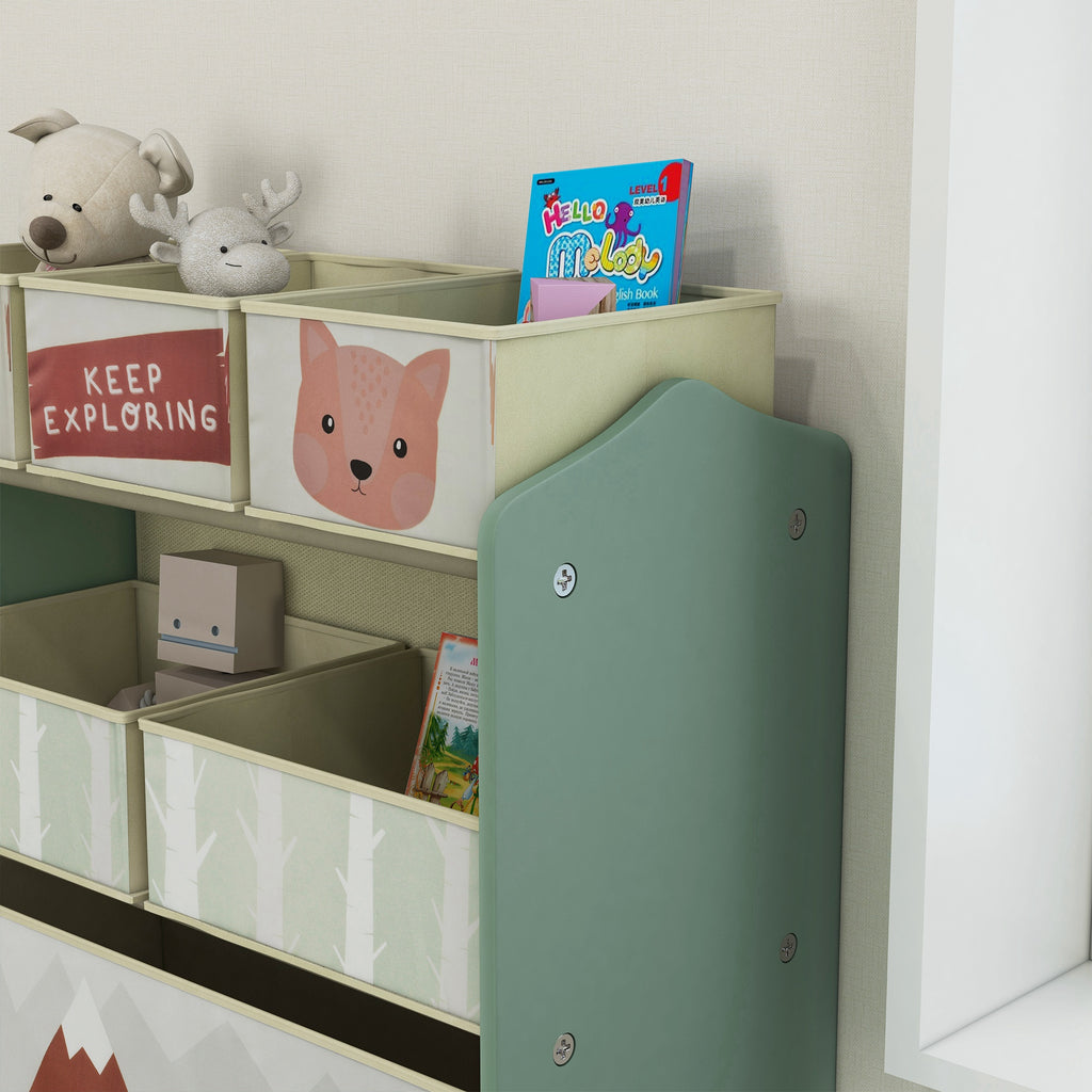 ZONEKIZ Kinder Aufbewahrungsregal mit 6 abnehmbaren Stoffboxen, Spielzeug Organizer, Regal 63L x 30B x 66H cm