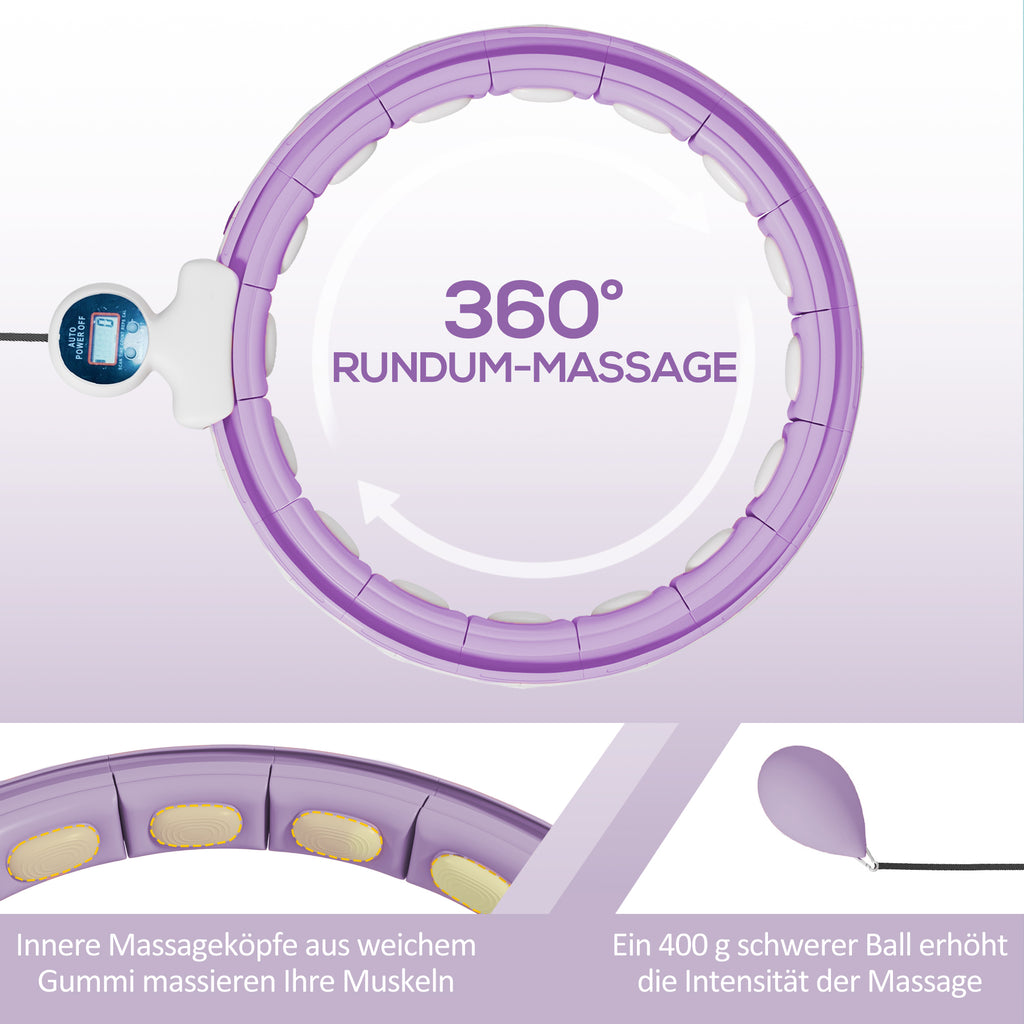 SPORTNOW Smart Hula Hoop Reifen Erwachsene mit Gewicht Kugel Zähler 16 Knoten (76-113cm) Violett
