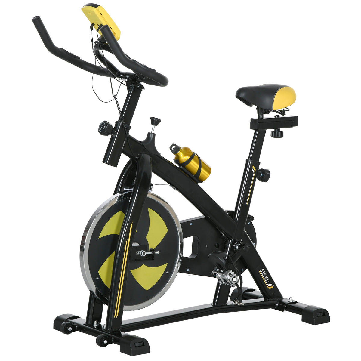 SPORTNOW Heimtrainer, leise, anpassbarer Widerstand, Pulssensor, Monitor, Gelb