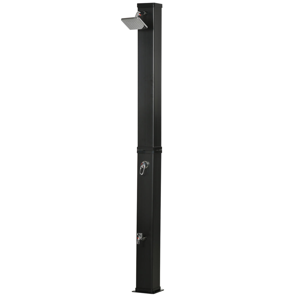 Outsunny Solardusche, um 360° drehbarer Duschkopf, Fußdusche, Wassererhitzung bis 60° C, schwarz, 19 x 20 x 217 cm