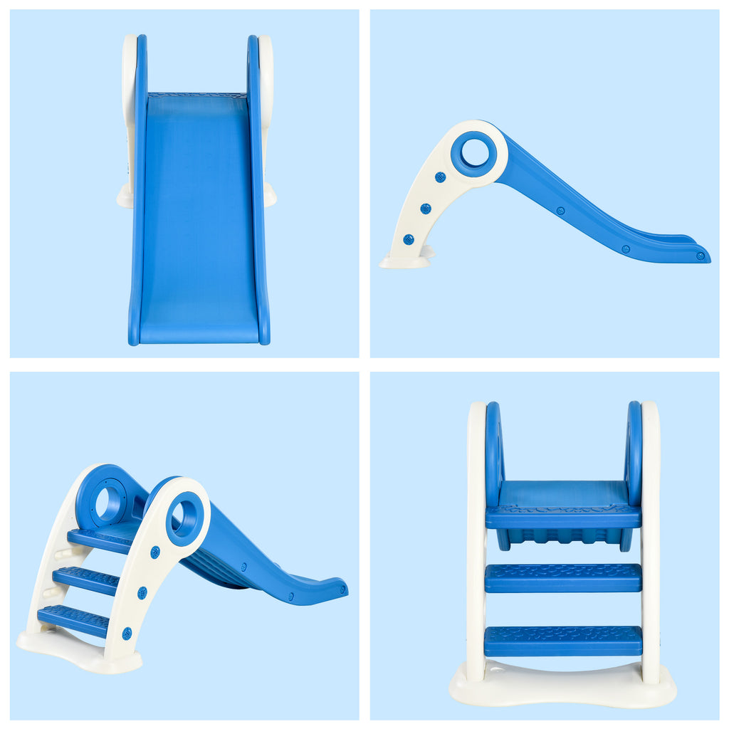 HOMCOM Kinder Rutsche Faltbar 3 bis 6 Jahre Innenbereich Außenbereich Maße 120L x 50B x 56H cm HDPE Blau