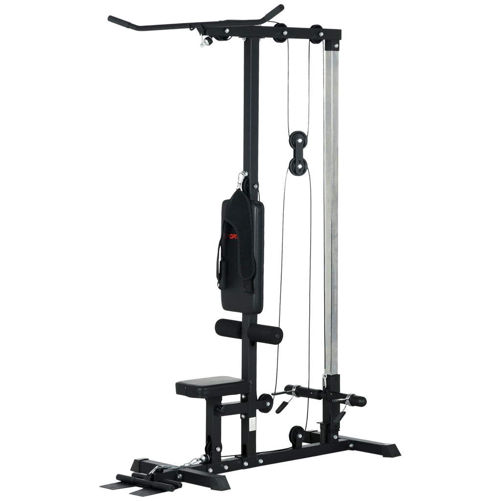 SPORTNOW Kraftstation für Zuhause, Ruderzüge, ohne Gewichte, Fitnessgerät für Zuhause, Stahl, Kunstleder, Schwarz
