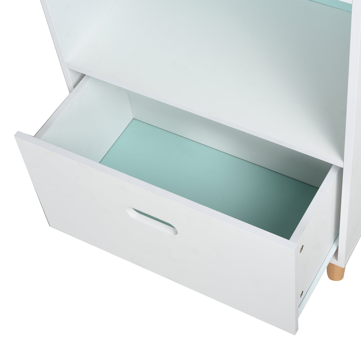 HOMCOM Kinderzimmer Bücherregal Spielzeugregal für Kinder und Jugendliche, 1 Schublade und 4 Regale, Weiß und Blau 50x30x142cm
