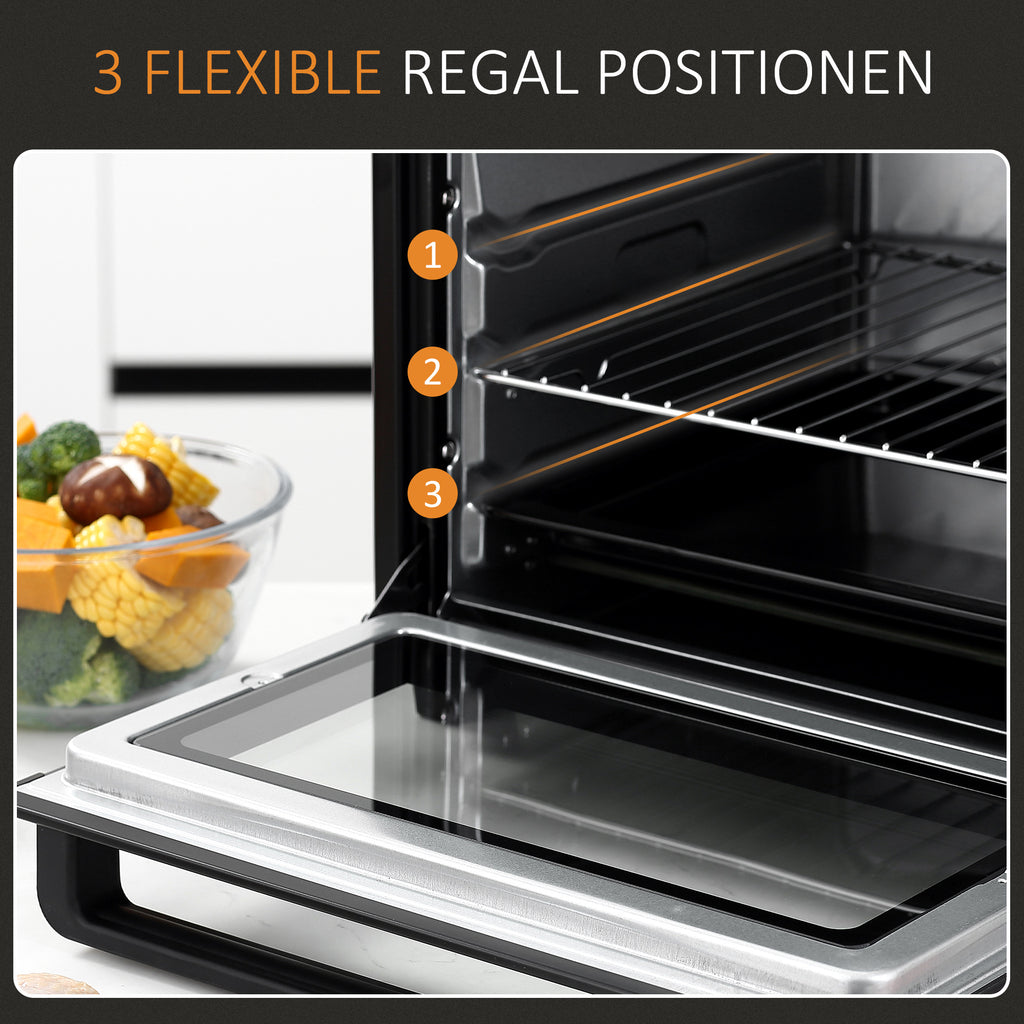 HOMCOM Mini-Ofen Toasterofen, 1 Backblech, 1 Grilrost, Timer-Funktion, Schwarz