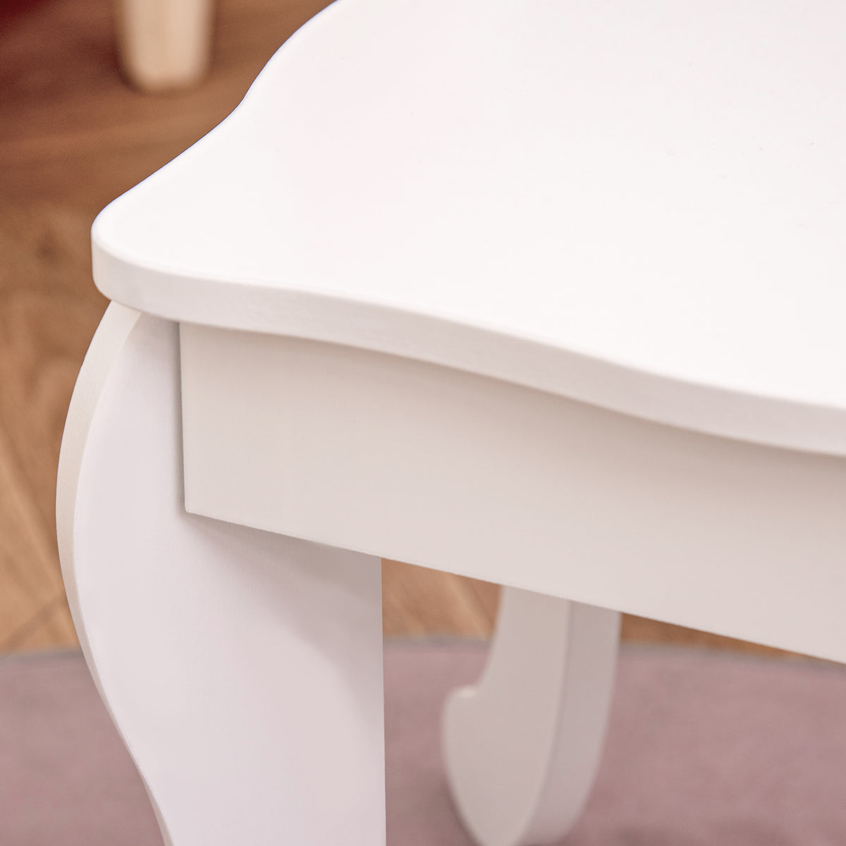 HOMCOM Kinderschminktisch mit Hocker Frisiertisch Frisierkommode mit Schublade Spiegel für Mädchen Akryl Rosa+Weiß 63 x 40 x 85,5 cm