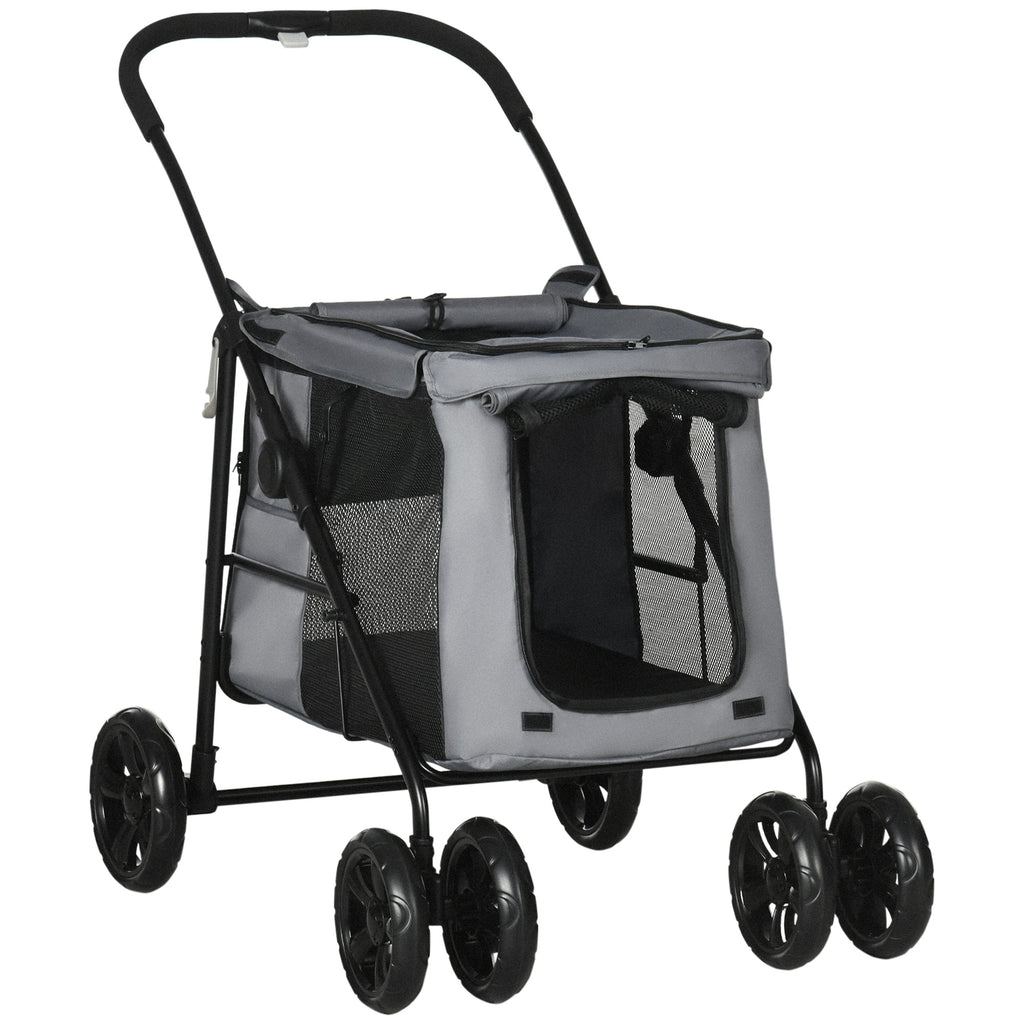 PawHut Hundebuggy Hundewagen bis 20 kg Klappbar 3 Seitentasche 102 cm x 62 cm x 105 cm Grau