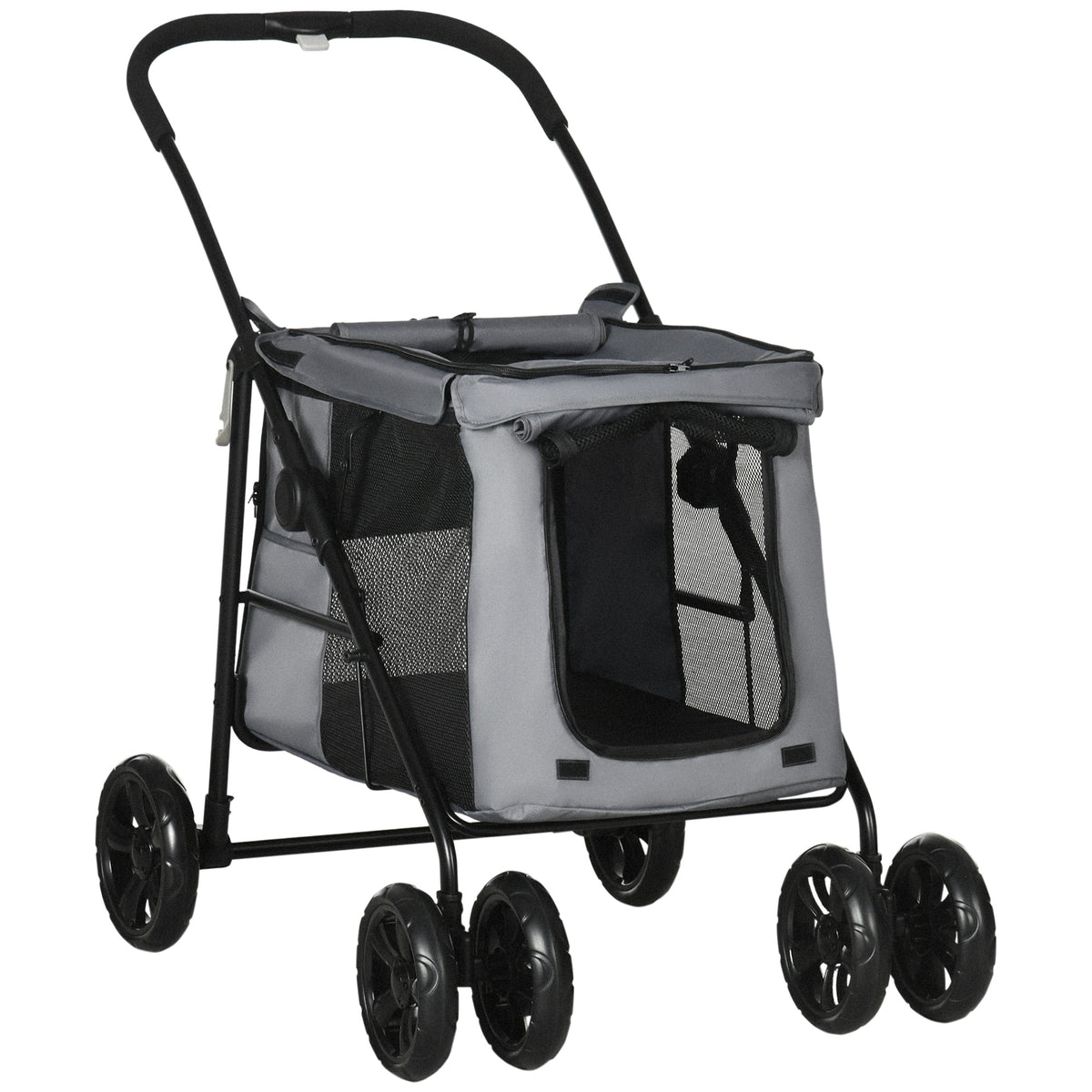 PawHut Hundebuggy Hundewagen bis 20 kg Klappbar 3 Seitentasche 102 cm x 62 cm x 105 cm Grau