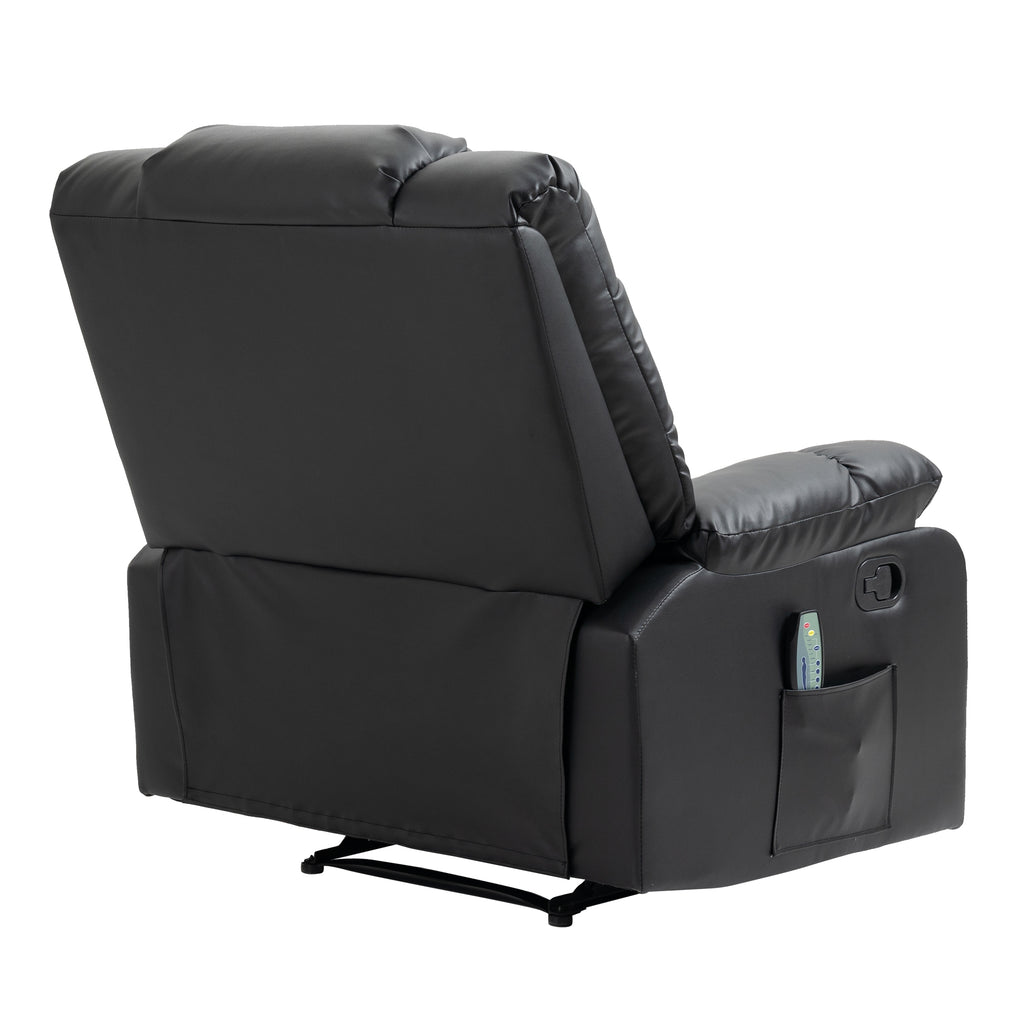 HOMCOM Massagesessel, Relaxsessel, 8 Vibrationspunkte, Liegefunktion, Kunstleder, schwarz, 94x99x99cm