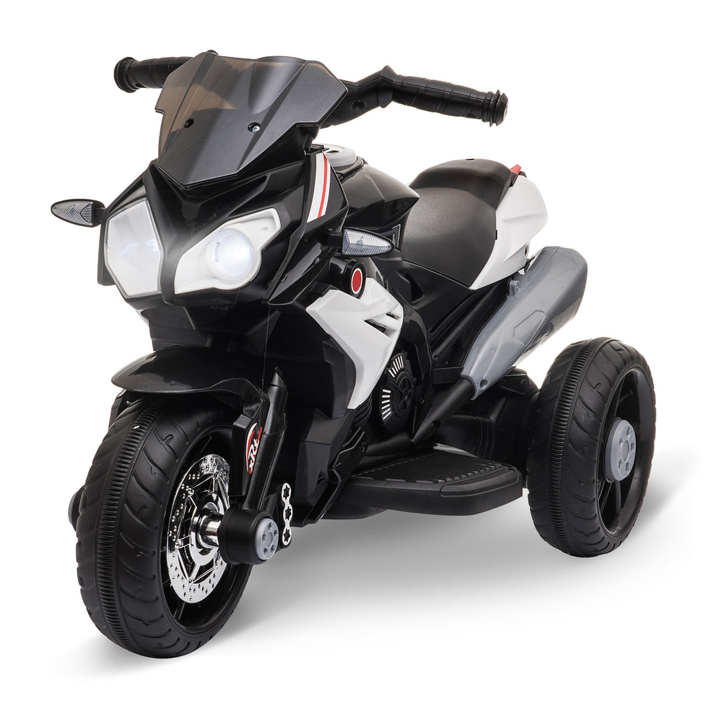 HOMCOM Elektrisches Motorrad für Kinder 3 Jahre 3 Räder 6 V 3 km/h Licht- und Soundeffekte Schwarz