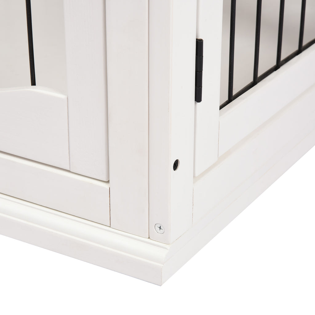 PawHut Transportbox für Hunde 58,5 cm x 81 cm x 66 cm Türen, MDF-Holz Eisen, 58, 5 cm x 81 cm x 66 cm, Weiß